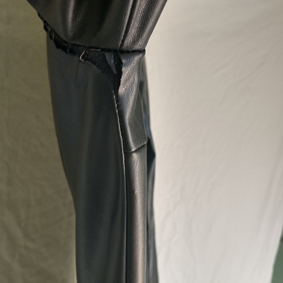 Women's black Zara faux leather draped mini dress - Picture 12 of 15